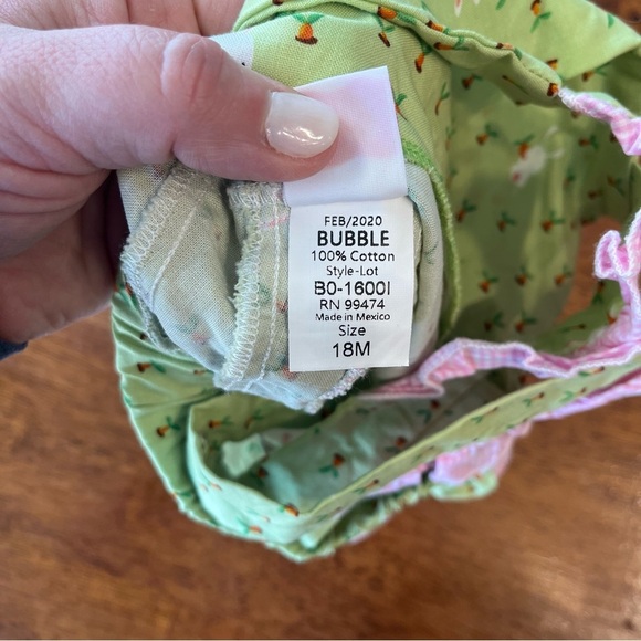 Ricrac & Ruffles green pink bunny spring ruffle bubble size 18 months - Picture 5 of 6